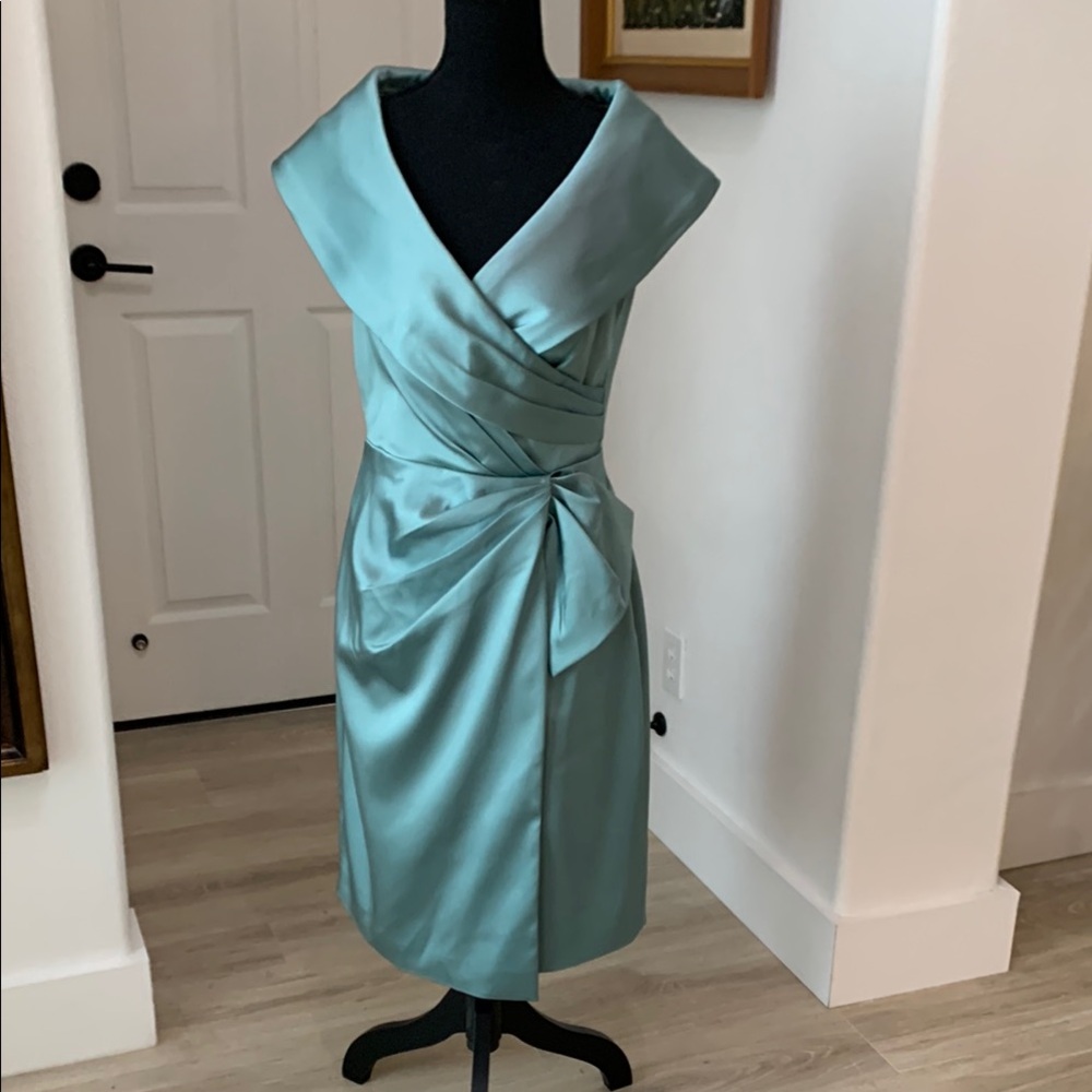Kay Unger Aqua Wrap Dress
